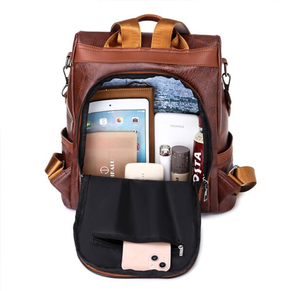 Soft Leather Fashion Backpack - Image 6