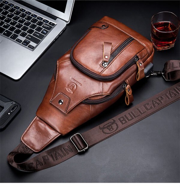 Genuine Leather Casual Crossbody Chest Bag - Image 5