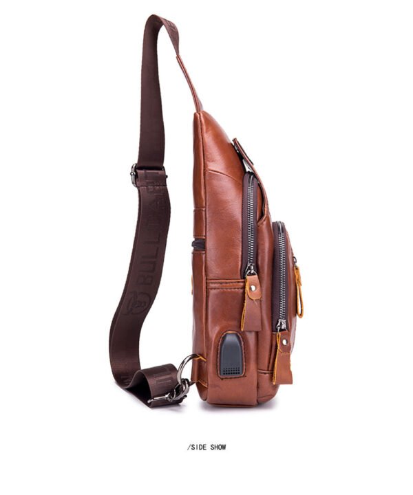 Genuine Leather Casual Crossbody Chest Bag - Image 3