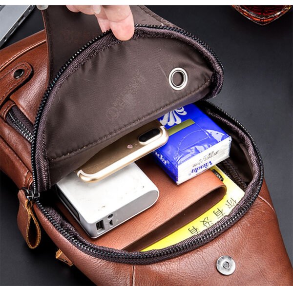 Genuine Leather Casual Crossbody Chest Bag - Image 4